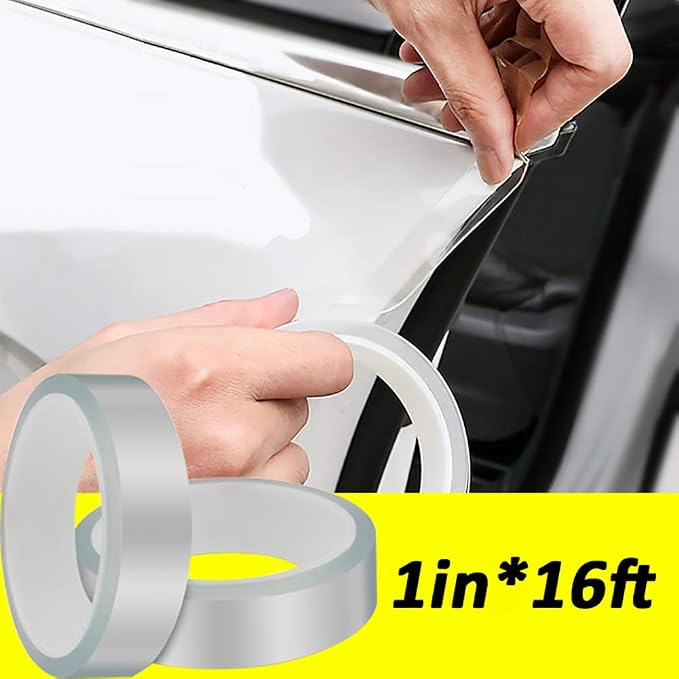 QBUC Car Door Edge Guard Clear Universal Door Sill Protector Car Door Trim Edge Guard Protection Film Anti-Collision Fits for Most Car,0.8in16ft(2cm5m) Transparent
