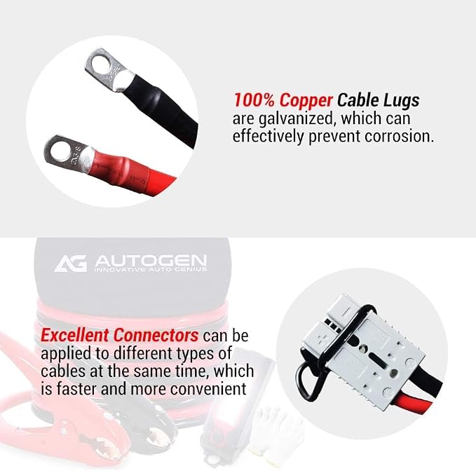 Jumper Cables Heavy Duty 1 Gauge 1GA 30 FT with Quick Connect Plugs Travel Bag for Truck SUV Car