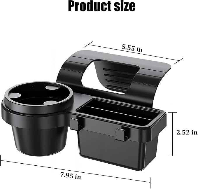 Car Window Organizer, Vehicle Side Door Storage Rack with 2.79 Inch Water Cup Phone Holder & Charging Port, Multifunctional Automotive Interior Organizer Accessories, Universal Fit