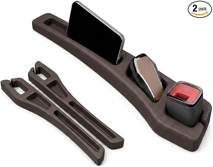 Cartriva Double Slot Car Organizer, Seat Gap Filler, 2 in 1 Seat Crevice Blocker Stop Things from Dropping, Universal Vehicle Interior Accessories
