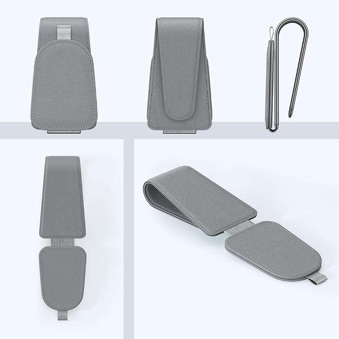 Sotfamily Sunglass Holder for Car Visor, Gray, 2 Packs | Suede Cloth, Magnetic, Organizer for Car Accessories