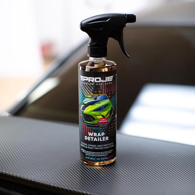 Proje Wrap Detailer - Professional Car Wrap Quick Detailer - Works on Gloss, Satin, & Matte Finishes - Cleans, Hydrates, & Protects Vinyl, Graphics, Clear Bra, & Paint Protection Film - 16 Fl Oz