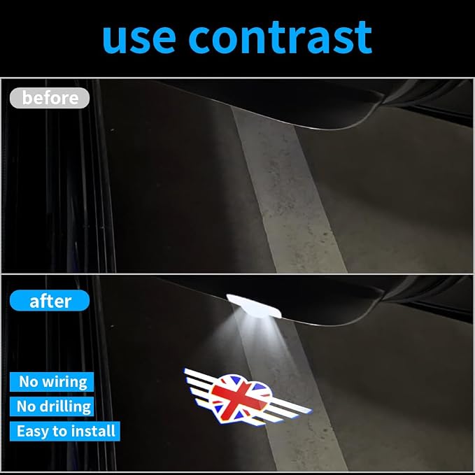 2 pcs LED Car Door Logo Lights Courtesy Projector Laser Puddle lamp Ghost Shadow Light Accessories Compatible with r55/r56/r57/r58/r59/r60/r51/f54/f56/f55/f60 (05)
