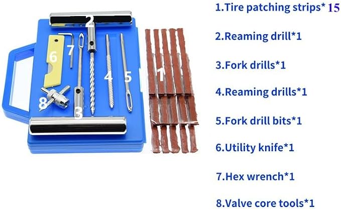 ROYWOO 22pcs Tire Repair Kit, Heavy Duty Tire Plug Kit, Heavy Duty Tire Repair Tools & Tire Repair Set for Car, Truck, ATV, RV, SUV,Lawn Mower,Motorcycle,Tractor, Trailer