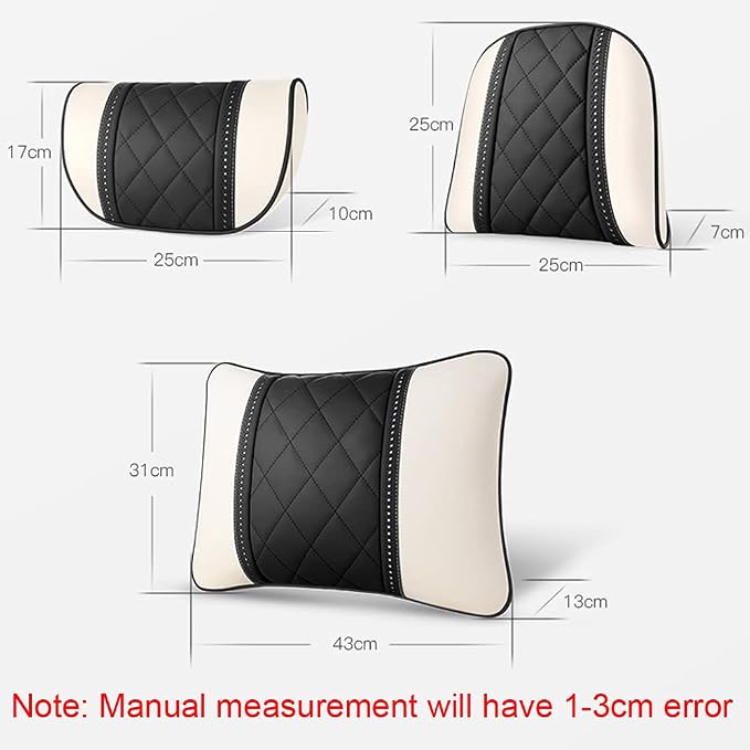 LUNDA Luxury Car Neck Pillow Car Travel Neck Rest Pillows Seat Cushion Support Napa Leather for Mercedes Benz S-Class headrest （Beige）