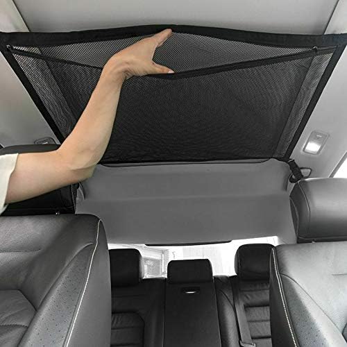 Car Double Layer Cargo Net SUV Interior Ceiling Storage Roof Top Mesh Holder