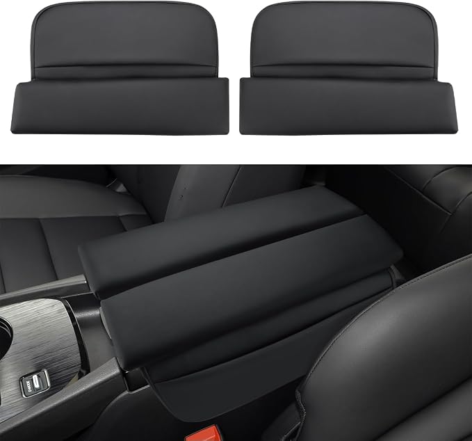 INTGET Car Center Console Armrest Cover for Nissan Rogue Accessories 2021-2026 2022 2023 2024 2025 Leather Arm Rest Box Lid Middle Console Seat Cover Protector (Black Cushion Flat, 2021-2026)