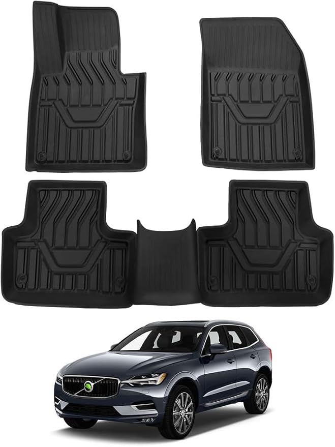 Mixsuper XC60 Floor mats-Floor mat for Volvo XC60 2018-2026(Not for Hybrid or PHEV),All Weather TPE Rubber Floor Liners Protection for XC60 Accessories,2 Row Anti-Slip Car Mats, Black