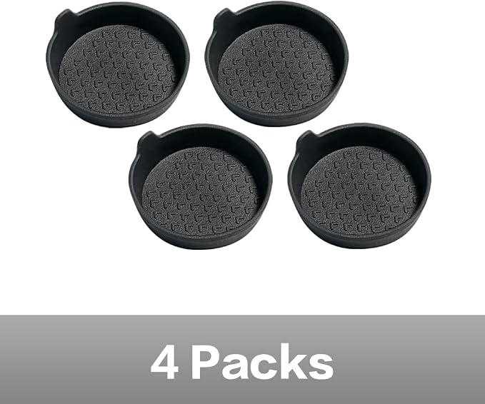 4 Pack Silicone Car Cup Holder Coasters, Universal Removable Vehicle Cup Holder Coasters for Most Cars, Trucks (Black)