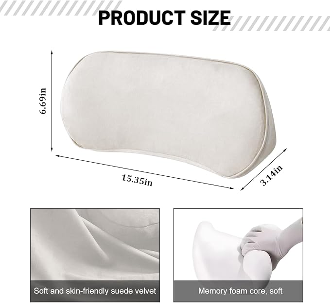 Zpana Car Lumbar Support Pillow, Memory Foam Vehicle Seat Lower Back Support Cushion for Back Pain Relief & Sciatica, Comfortable Auto Driver Seat Pad, Universal for Vehicles (Beige)