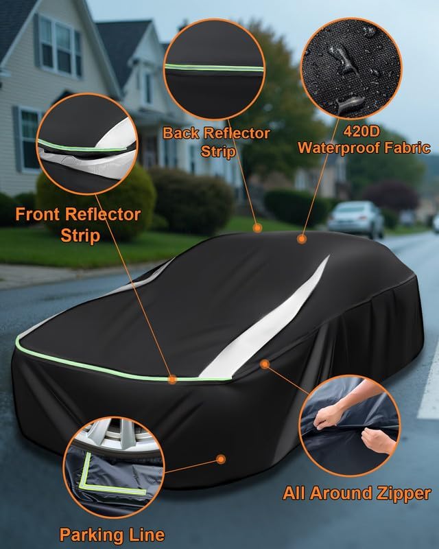 Full Enclosed Car Cover Universal Fit for CRV,RAV4,Rogue,CX5/CX30,Forester/Crosstrek,Lexus NX/UX,Tiguan,Escape,Tucson,Sportage,X1/X2,GLA/GLB, XT4/GT4,Audi Q3,Vibe/Aztek,Prius/Civic Hatchback