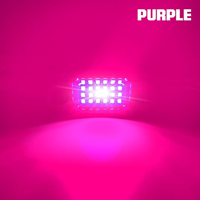 4 Pods Purple Rock Lights Underglow Light for Cars Trucks Trail Rig Lamp | 24 LED chips for each light, waterproof bottom chassis lights