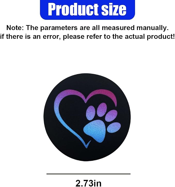 2PCS Dog Paw Heart Print Car Cup Holder Coasters, 2.73 Inch Anti-Slip Shockproof Automotive Drink Mat for Women and Men, Universal Vehicle Cup Holder Insert for RV, SUV, Truck (Colorful)