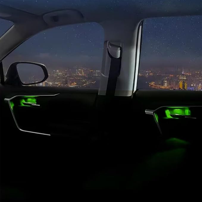 Car Door Handle Light Green LED Illuminated Indicator Light Concealed installation Door Atmosphere light Universal 12V model Ship Engineering Vehicle Decoration (4PCS)
