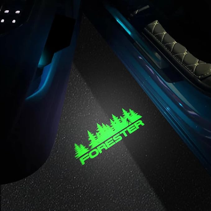 2 pcs Non-Fading LED Car Door Logo Lights Courtesy Projector Laser Welcome Light Ghost Shadow Forester Accessories Puddle lamp Compatible with Forester (Forester Green)