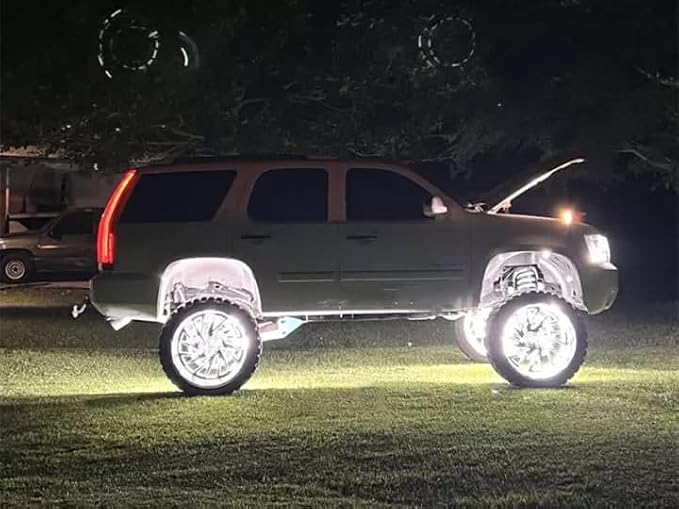 4PCS 5FT 1.4Meters Quad Row Pure White Strobe LED Underglow Strips Kit - Fit for Car Truck 17.5" Wheel Lights (Ideal for Underbody, Door, Wheel Rim Lighting)