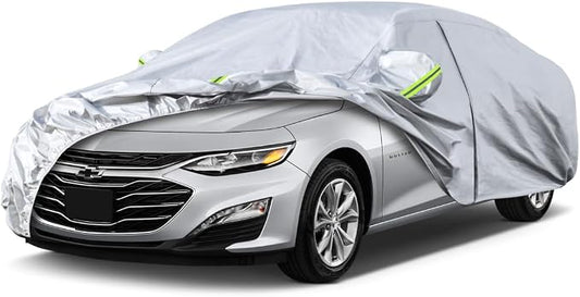 Koukou 6 Layers Car Cover Custom Fit Chevy Malibu from 2016 to 2025, Waterproof All Weather for Automobiles, Sun Rain Dust Snow Protection. (Ships from US Warehouse, Arrive Within 3-7 Days)