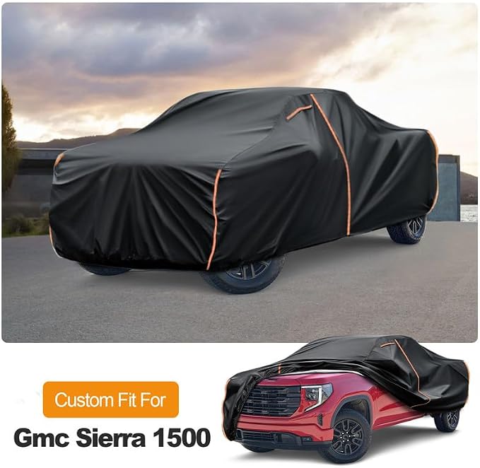 Truck Cover Custom Fit for GMC Sierra 1500 2019-2026, Waterproof PEVA with Cotton Lining, All Weather Sun Rain UV Dust Snow Protection, Pickup Cover with Door Zipper
