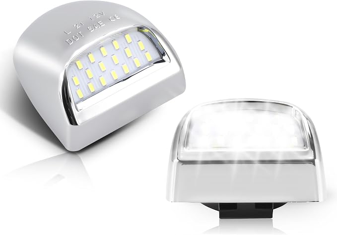 D-Lumina Chrome LED License Plate Lights Assembly Housing Compatible with 1999-2013 Chevy Silverado GMC Sierra 1500 2500 3500 HD Suburban Tahoe Cadillac Escalade EXT Yukon XL, 6000K White 2-Pieces