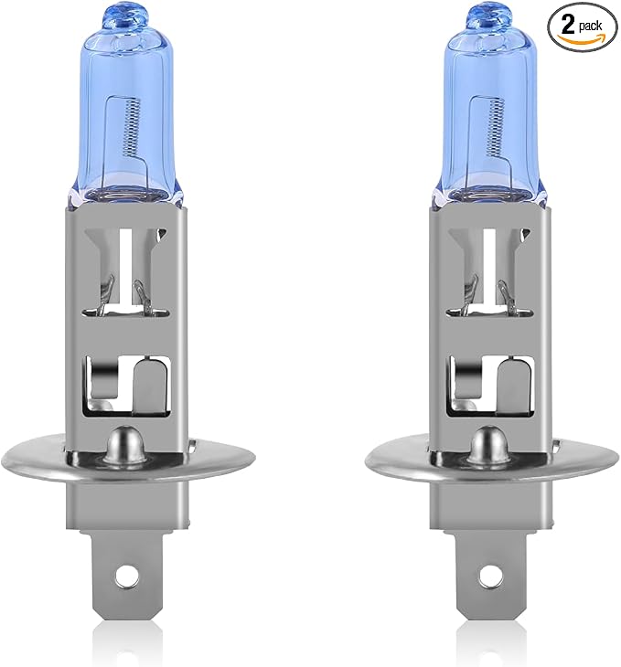 NEWBROWN H1 Headlight Bulb H1 Halogen Headlight Bulb 5000K Super White Light Long Life Replacement P14.5S 12V/55W (H1, 2 Pack)