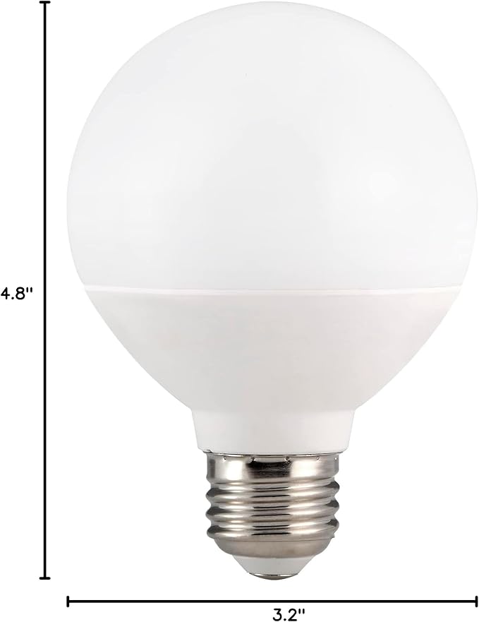 Maxxima G25 Globe LED Light Bulbs, 450 Lumens, 4000K, 40W Equal, 6 Pack | Neutral White, E26 Base, Indoor Use Bathroom Vanity Makeup Mirror