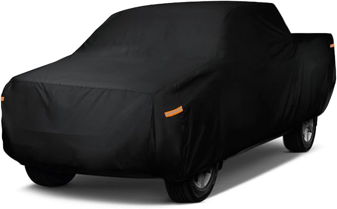 EzyShade Multi-Layer Truck Cover Waterproof All Weather - See Vehicle Size-Chart - Full Outdoor Pickup Truck Covers for Colorado Ranger Tacoma - Sun Wind Rain Snow - Black, Size T0 (See SizeChart)