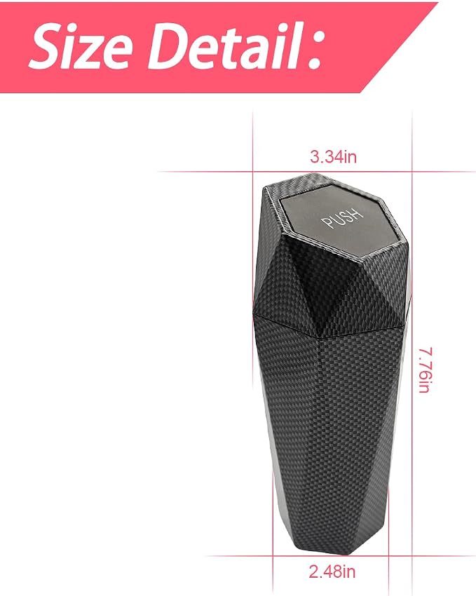 Car Trash Can with Lid, Small Leakproof Portable Auto Garbage Can, Mini Diamond Design Trash Dustbin, Waterproof Vehicle Rubbish Bins for Automotive, Office, Kitchen, Home, Bedroom (2)