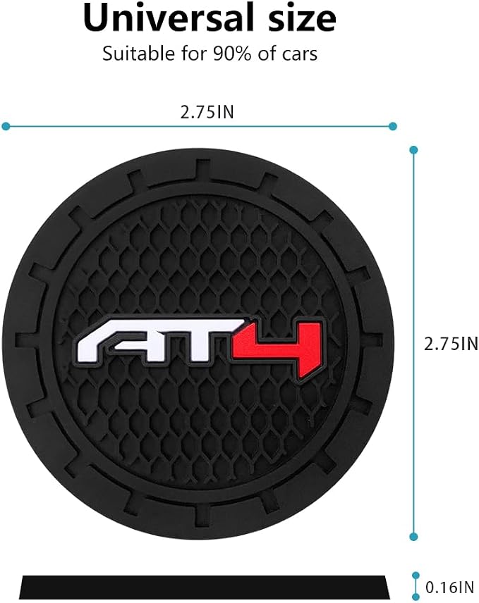 Car Cup Holder Coaster for GMC AT4 Series Recessed Silicone Cupholder Coaster Interior Accessories 2.75in 2Pieces Black