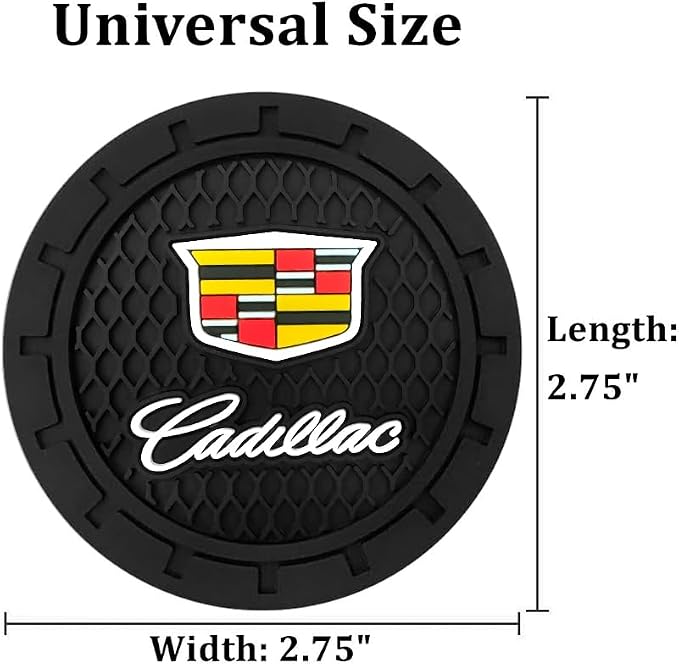 Cadillac Car Cup Coaster for Escalade CT4 CT5 CT6 ATS CTS SRX XT5 Silicone Cup Holder Coaster Interior Accessories 2.75in 2 Pieces Black