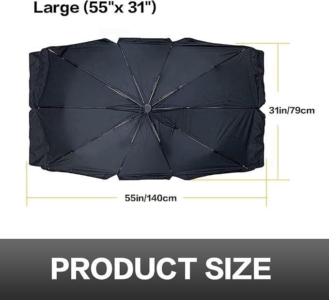 Car Sunshade Umbrella,Upgraded Windshield Cover Sun Shade,UV Reflecting Portable Front Window Cover,Universal Car Windshield Sunshades,UV Block for Front Windows,Fits Most Vehicles (55"x 31")