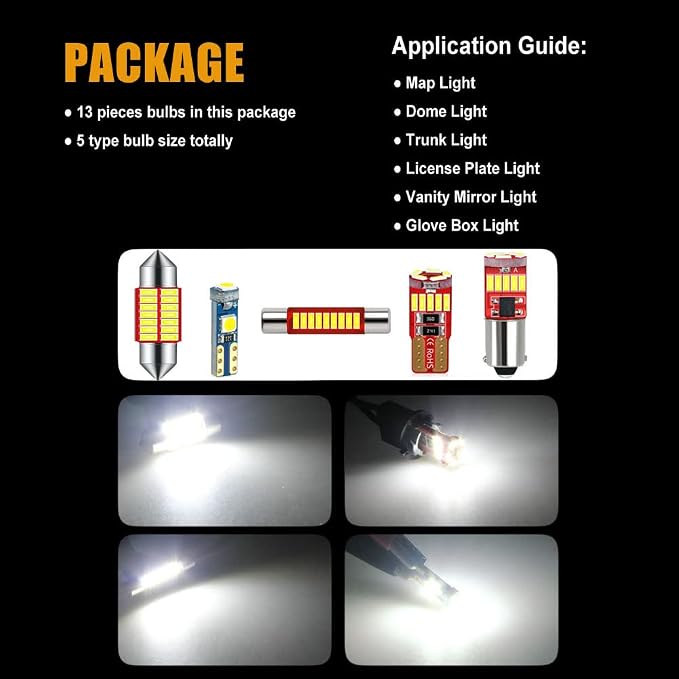 Interior LED Light Kit Compatible with 1996-2002 Toyota 4Runner | Including 13-pc Bulb 12V White 6000k Lighting