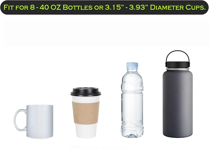 LITTLEMOLE Large Car Door Cup Holder, Side Window Seat Armrest Drink Holder | Shockproof, Scratchproof, Doesn't Scratch Tint, Holds Large 8-40 oz. Bottles, Mugs and Other Big Drinks in 3.15"-3.93"