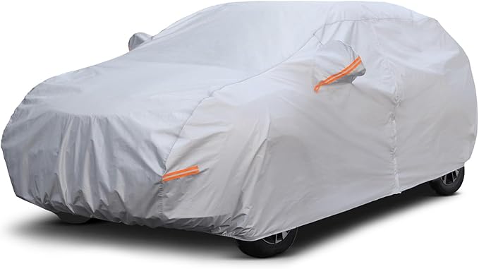 Compact SUV Car Cover Waterproof All Weather, 6 Layer Heavy Duty Universal Fit for Toyota RAV4 Corolla Cross, Mazda CX-5, Subaru Crosstrek Forester, Audi Q3 Q4, BMW X1 X2