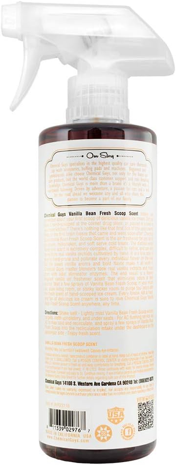 Chemical Guys Vanilla Bean Fresh Scoop Scent Air Freshener, 16 fl oz | Odor eliminator for cars, trucks, home, and office, authentic ice cream-inspired sweet dessert fragrance