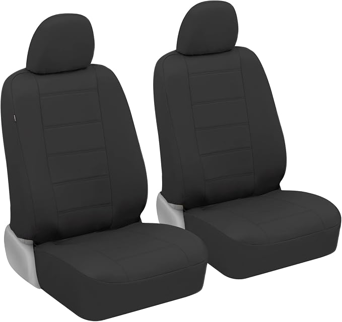 carXS Black Leather Car Seat Covers Front Seats Only, 4-Piece Faux Leather Seat Covers for Cars, Includes Front Seat Covers, Automotive Seat Covers for Trucks SUV