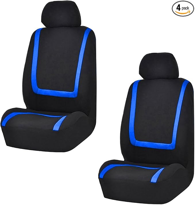LAINLOY 2 Pack Car Seat Covers, Breathable Seat Protectors, Anti-Slip Driver Seat Cover, Comfortable Front Seat Cover Set Universal Fit for Truck, SUV, Sedan, Airbag Compatible (Black&Blue)