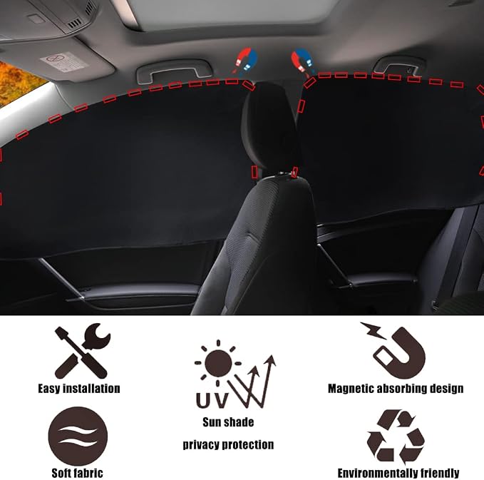 XCBYT Side Window Sun Shade, 100% Blackout Car Window Covers, 4 Pack | Magnetic for Metal Frame, For Side Windows, Aluminum Foil Reflective UV Protection, For Camping & Baby