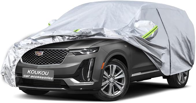KouKou 6 Layers Car Cover Custom Fit Cadillac XT6 from 2019 to 2025, Waterproof All Weather for Automobiles, Sun Rain Dust Snow Protection. (Ships from US Warehouse, Arrive Within 3-7 Days)