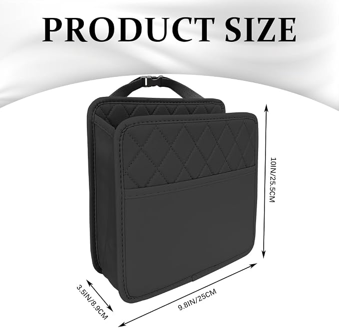 Car Seat Back Organizer, Car Organizers and Storage, PU Leather Vehicle Backseat Hanging Storage Pocket, Multipurpose Auto Organizer Hanging Universal for Most Vehicles (Black without Pocket)