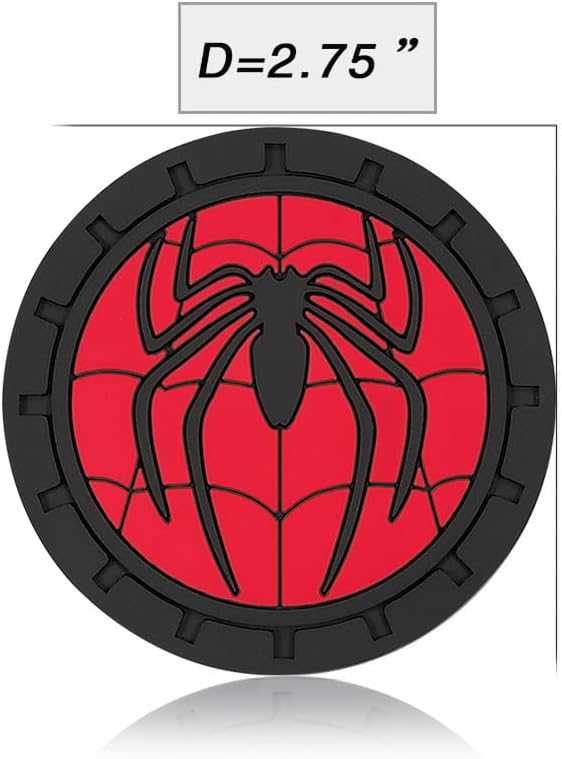 2Pcs Car Cup Holder Coasters for Spider Marvel Fans, Silicone Non-Slip Drink Mats, Cup Mats for Car Interior Accessories, Universal Anti-Spill Coaster Insert