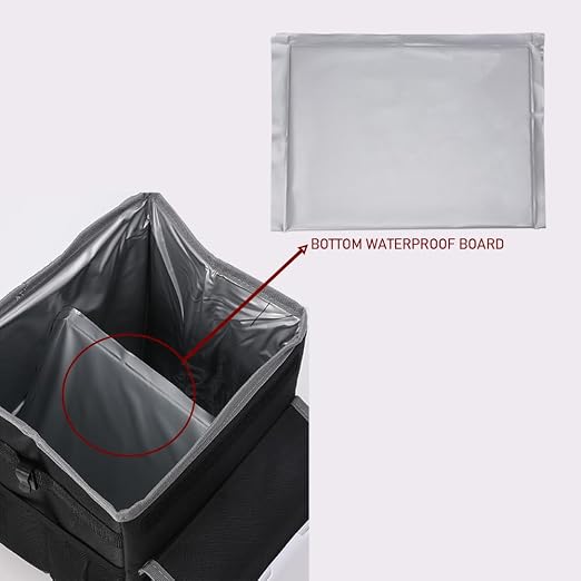 upra Car Trash Can with Lid,Bag Hanging Storage Pockets,Adjustable Tissue Holder & Straps,Portable Waterproof Garbage Bin, 1.98 Gal Large Capacity Multipurpose Bin