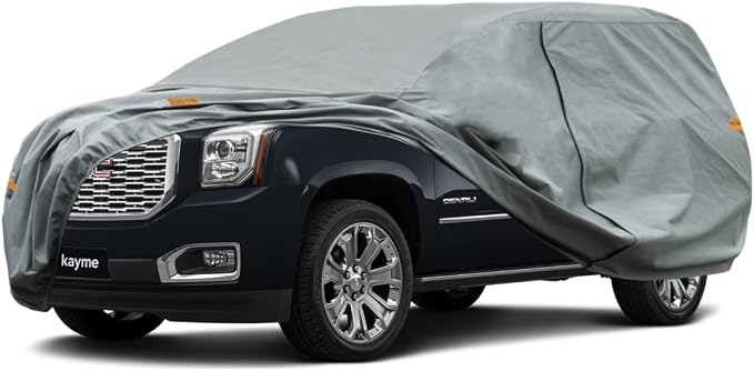 Kayme Heavy Duty SUV Car Cover Custom Fit GMC Yukon XL LWB Waterproof All Weather for Automobiles, Full Exterior Covers Sun Rain UV Protection.（Deliver About 3-10 Days）