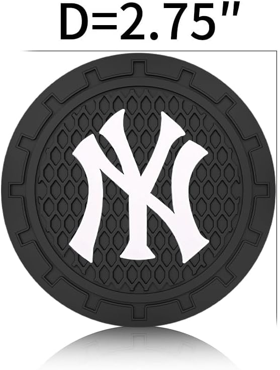Baseball Fans Car Cup Holder Coasters for NY Yankees Fans, 2 Pack New York Yankees Silicone Non-Slip Cup Mats, 2.75" Car Cup Holder Inserts for Auto Interior