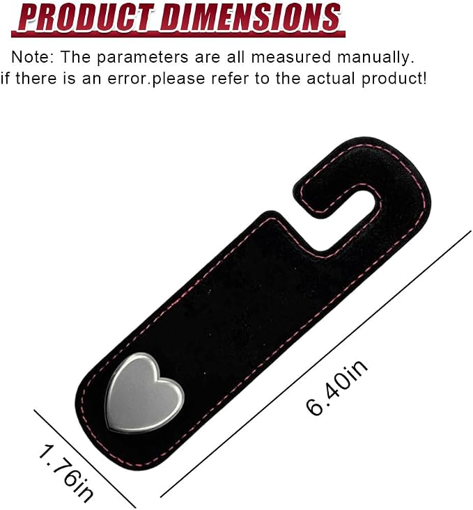 2PCS Cute Heart Car Seat Headrest Hook, Suede Leather Car Seat Back Storage Hanger for Purse and Bag, Universal Vehicle Interior Organizer Accessories for SUV, Truck(Black)