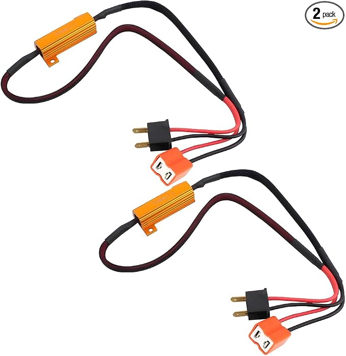 BESULEN 2PCS H7 Car LED Resistor Kit, 50W 6Ohm Vehicle Headlight Anti Flicker Error Decoder, Auto Fog Turn Signal Bulb Load Resistor Relay Harness Adaptor, Universal Auto Accessories