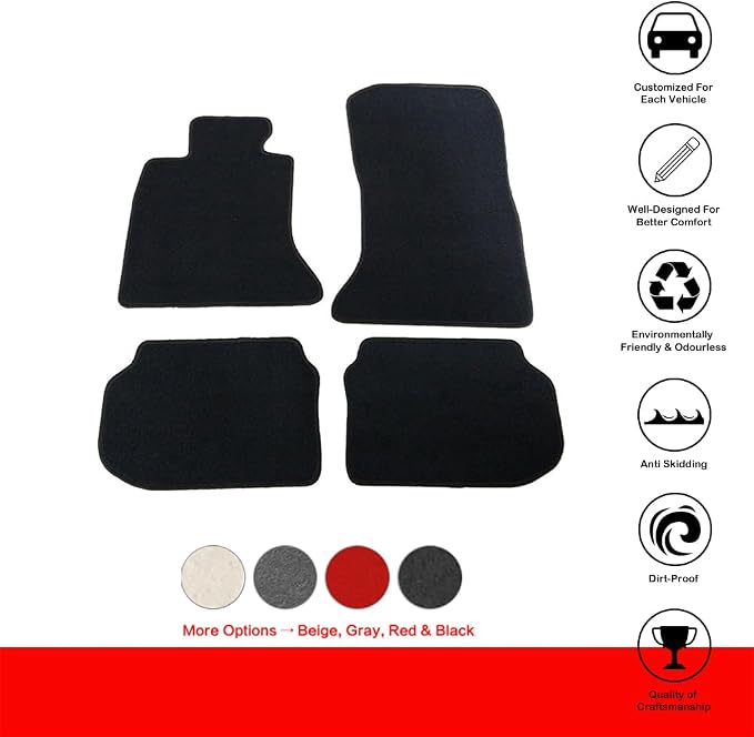 Fit 2011-2016 BMW F10 5-Series Floor Mat Nylon Black | IKON MOTORSPORTS, Factory Fitment Car Floor Mats Front & Rear Nylon 2012 2013 2014 2015