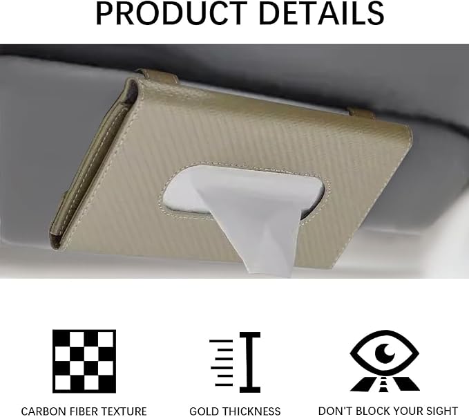 Car Tissue Holder, Car Kleenex Holder, PU Leather Auto Visor Tissue Box, Auto Interior Accessories Sun Visor Paper Towel Cover Case Backseat Napkin Organizer Universal for Most Vehicles(Beige)