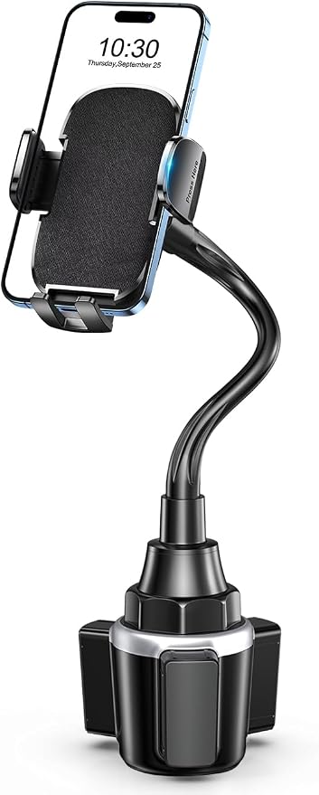 Car Phone Holder, Dual 360° Rotate Gooseneck Cup Holder Phone Mount for Car, Flexible Cell Phone Holder Car Compatible with iPhone 16 Pro Max/15/14/13/12/11, S25/S24/S23/S22, 4”-7” Phone