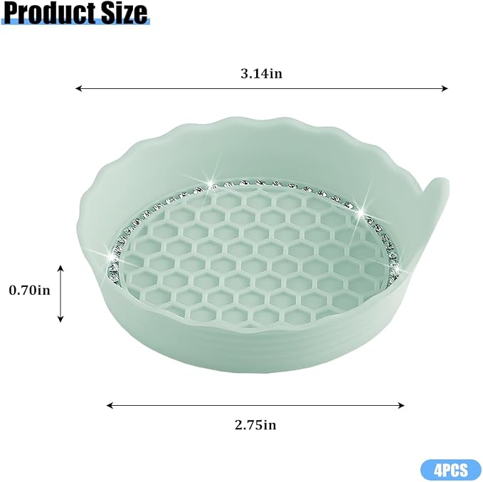 HZEL 4PCS Bling Car Cup Holder Coaster, Shiny Crystal Rhinestone Silicone Dustproof Drink Cup Insert Pad, Dazzling Automotive Interior Water Bottle Holder Embedded Mat, Universal Fit (Cyan)
