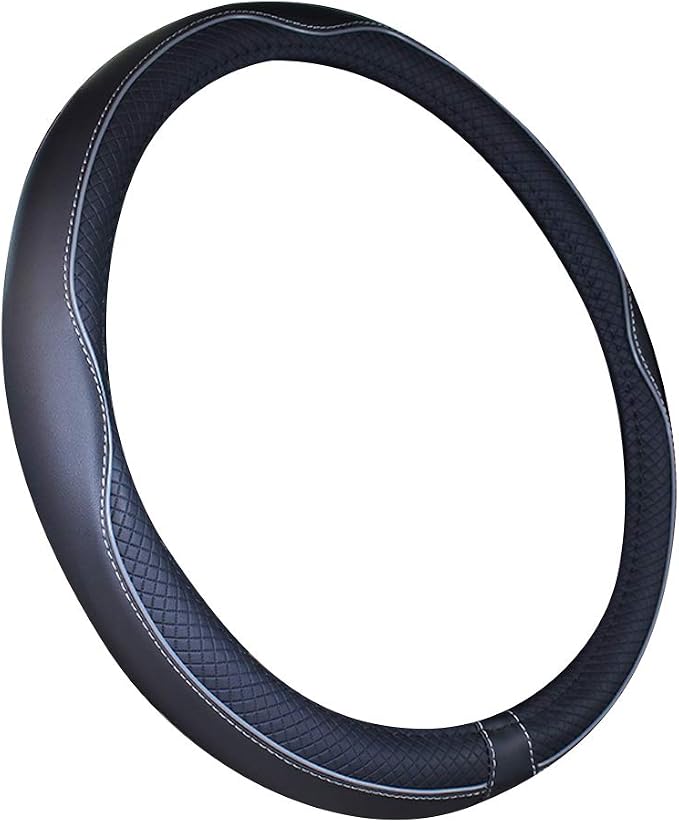 Mayco Bell Small Size Steering Wheel Cover Anti-Slip,Safety,Soft,Breathable,Durable,Full Surround,Comfortable Grip Microfiber Leather (14-14.25 inch,Black Gray)